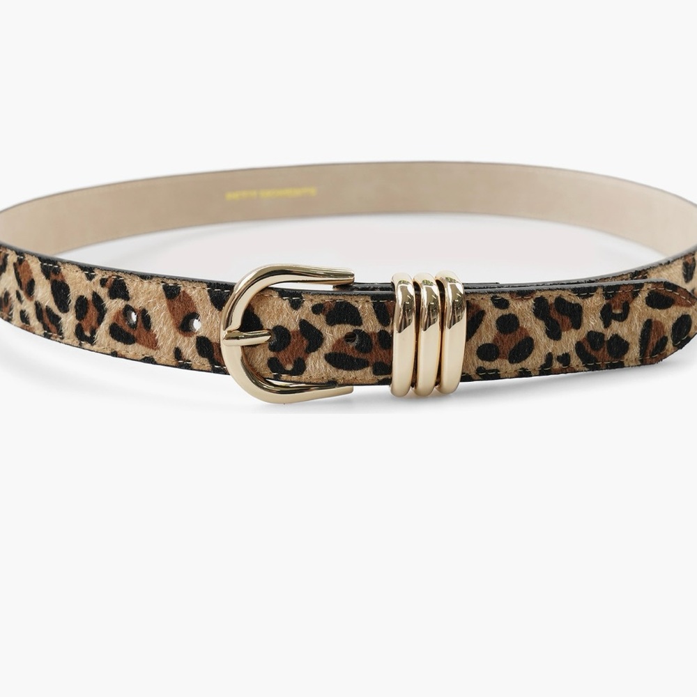 Stylish Leopard Print Belt with Gold Accents XS/S